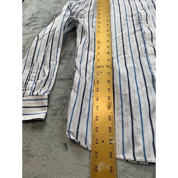 American Eagle Shirt Mens Medium White Blue Stripe Button Front Vintage Casual - Picture 6 of 12